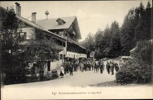 Ak Füssen im Ostallgäu, Königliche Schlossrestauration Linderhof