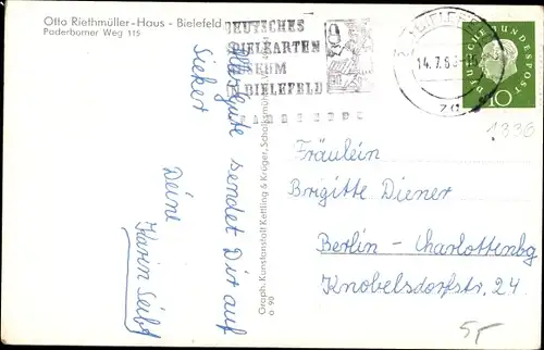 Ak Bielefeld in Nordrhein Westfalen, Otto Riethmüller Haus, Paderborner Weg 115