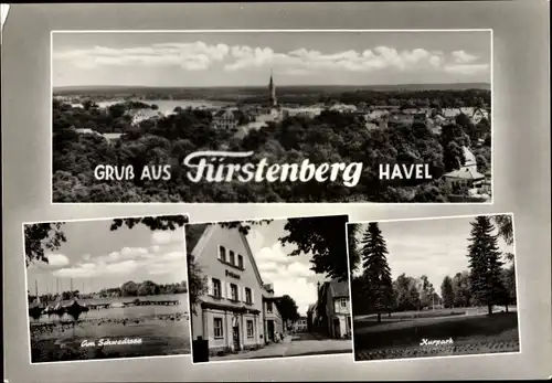 Ak Fürstenberg an der Havel, Schwedtsee, Kurpark, Teilansicht, Postamt