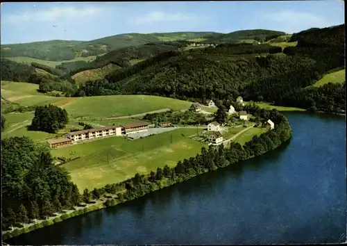 Ak Gummersbach im Oberbergischen Kreis, Schullandheim der Stadt Gelsenkirchen, Fliegeraufnahme