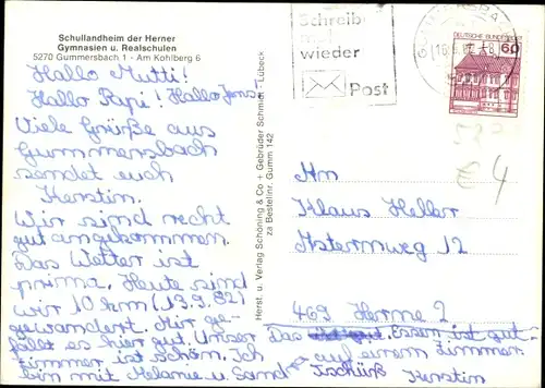 Ak Gummersbach im Oberbergischen Kreis, Schullandheim der Herner Gymnasien und Realschulen