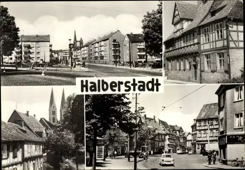 Ak Halberstadt in Sachsen Anhalt, Gleimhaus, Düstergraben, Dom, Johannisbrunnen