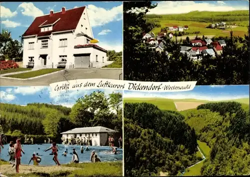 Ak Dickendorf in Rheinland Pfalz, Privatpension Edith Naumann, Schwimmbad, Ortspartie, Landpartie