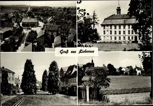 Ak Lieberose Wendisch Rietz in Brandenburg, Marktplatz, Vogelschau, Schloss