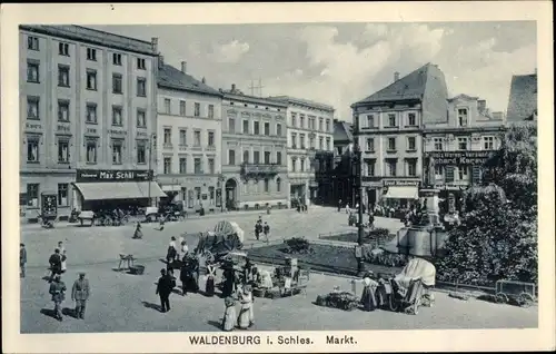 Ak Wałbrzych Waldenburg Schlesien, Markt, Max Schäl Modewaren