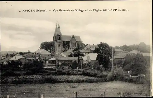 Ak Avioth Lohringen Meuse, Vue générale du Village et de l'Eglise