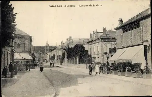 Ak Saint Leu la Foret Val d'Oise, Avenue de la Gare, Café