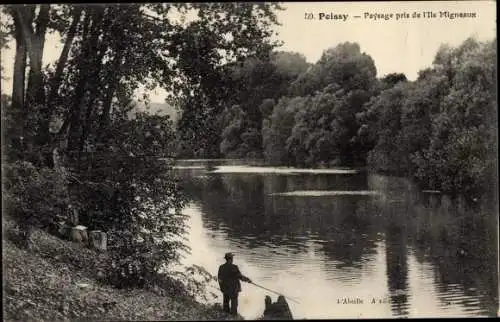 Ak Poissy Yvelines, Paysage pris de l'Ile Migneaux