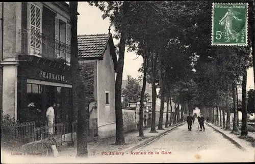 Ak Ponthierry Seine et Marne, Avenue de la Gare, Pharmacie