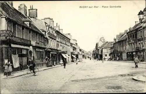 Ak Isigny sur Mer Calvados, Place Gambetta