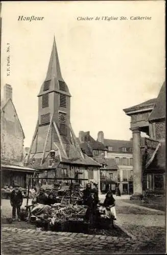 Ak Honfleur Calvados, Clocher de l'Eglise Ste. Catherine