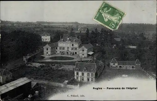 Ak Rugles Eure, Panorama de l'Hopital