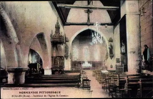 Ak Rugles Eure, Interieur de l'Eglise Saint Germain