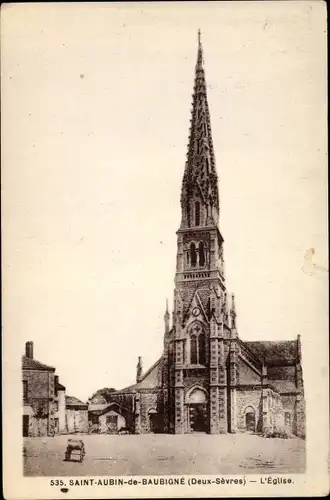 Ak Saint-Aubin-de-Baubigné Deux Sèvres, L'Eglise