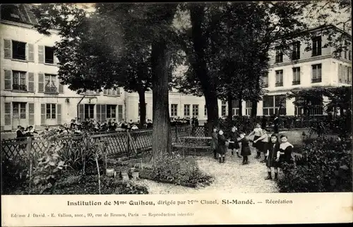 Ak Saint Mandé Val de Marne, Institution de Mme Quihou, dirigee par Mlle Cluzel, Recreation