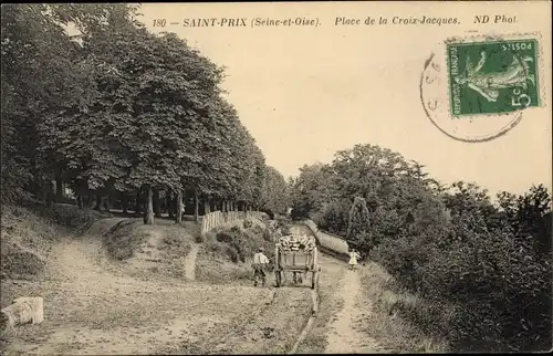 Ak Saint Prix Val d'Oise, Place de la Croix Jacques