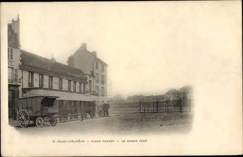 Ak Saint Ouen l'Aumone Val d'Oise, Place Carnot, le Grand Cerf