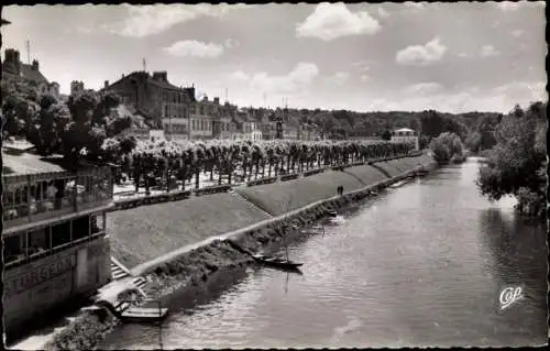 Ak Poissy Yvelines, Restaurant l'Esturgeon et Promenade sur les bords de la Seine