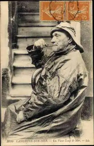 Ak Langrune Calvados, Un Vieux Loup de Mer