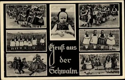 Ak Hessische Trachten, Schwalm, Hochzeitszug, Kinder beim Tanz