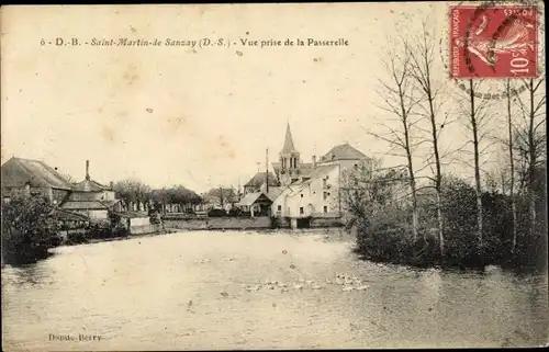 Ak Saint Martin de Sanzais Deux Sevres, Vue prise de la Passerelle