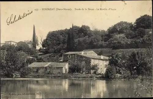 Ak Surimeau Deux Sèvres, Bords de la Sevre, Moulin d'Anne