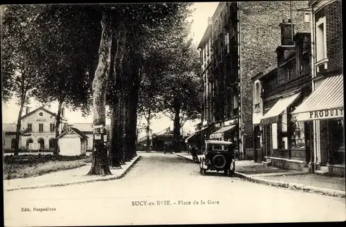 Ak Sucy en Brie Val de Marne, Place de la Gare