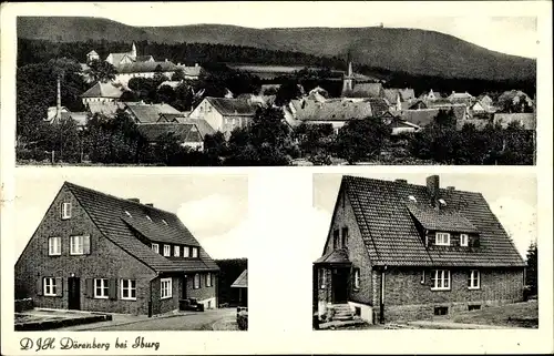 Ak Bad Iburg in Niedersachsen, Jugendherberge Dörenberg, DJH, Ortspanorama