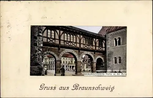 Präge Passepartout Ak Braunschweig, Partie an der Burg
