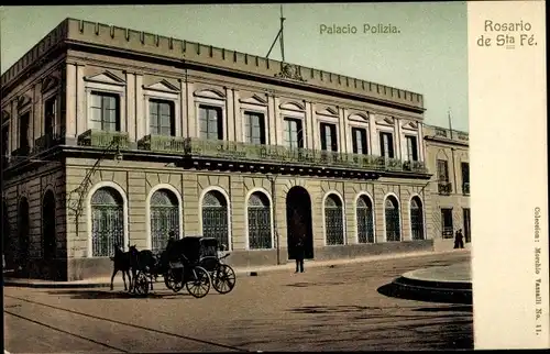 Ak Rosario de Santa Fé Argentinien, Palacio Polizia, Kutsche