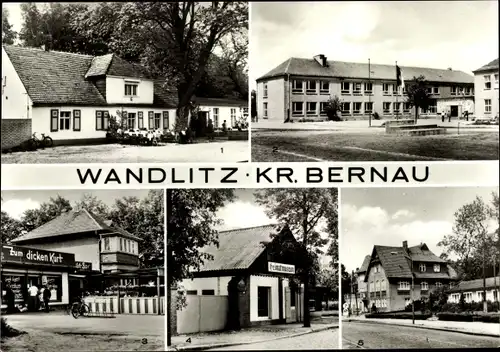 Ak Wandlitz in Brandenburg, Gaststätte Seekrug, Milchbar Zum dicken Kurt, Heimatmuseum, Gemeinderat