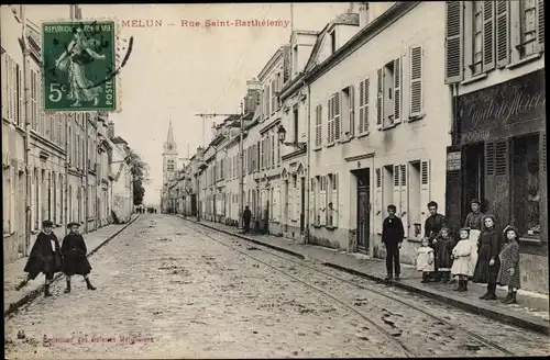 Ak Melun Seine et Marne, Rue Saint Barthelemy