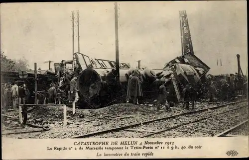 Ak Melun Seine et Marne, Le Rapid No. 2, Catastrophe 4.11.1913