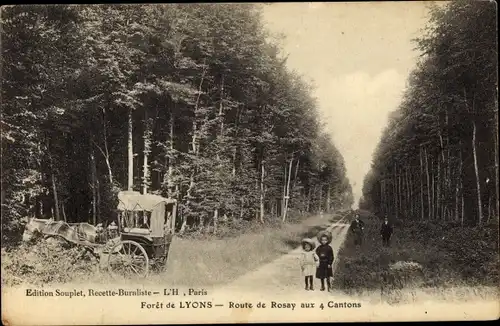 Ak Lyons la Forêt Eure, Route de Rosay aux 4 Cantons