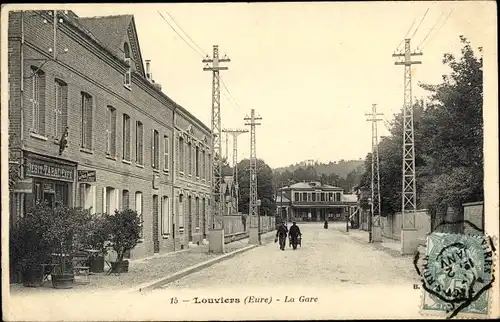 Ak Louviers Eure, Rue de la Gare