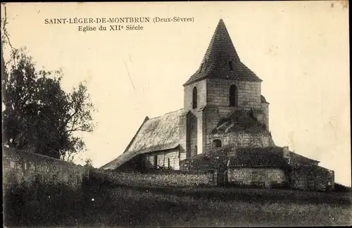 Ak Saint Léger de Montbrun Deux Sèvres, Eglise du XIIe siecle