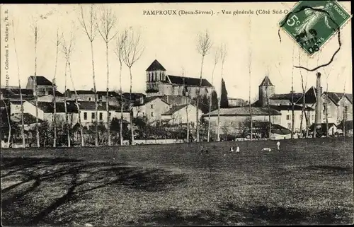 Ak Pamproux Deux Sèvres, Vue générale, Cote Sud Ouest