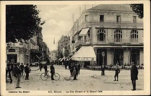 Ak Niort Deux Sèvres, Rue Ricard et le Grand Cafe