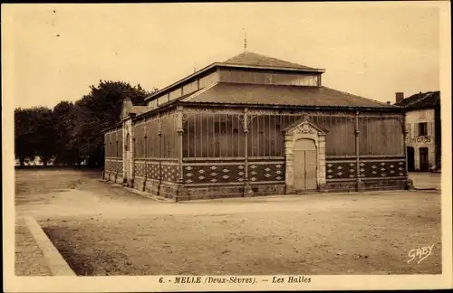 Ak Melle Deux Sèvres, Les Halles