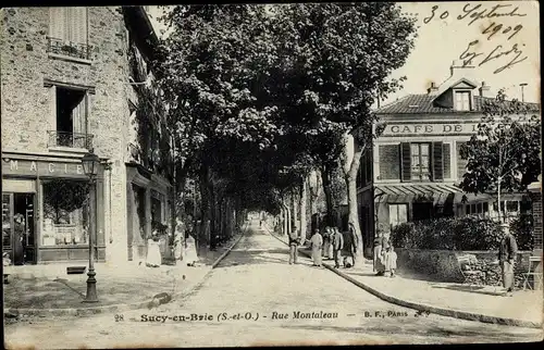 Ak Sucy en Brie Val de Marne, Rue Montaleau, Pharmacie, Cafe