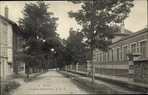 Ak Sucy en Brie Val de Marne, Avenue des Ecoles