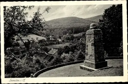 Ak Lauenstein Altenberg Osterzgebirge, Blick vom Denkmal zum Ort