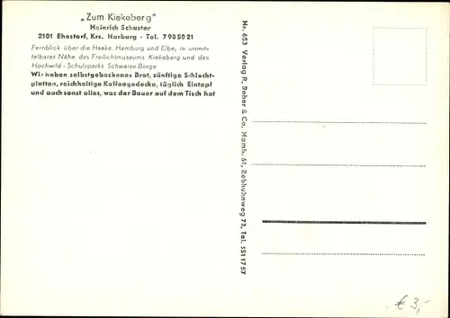 Ak Ehestorf Rosengarten Niedersachsen, Gasthaus Zum Kiekeberg, Heinrich Schuster