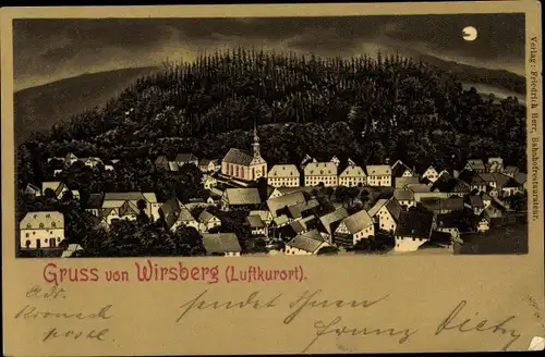 Mondschein Litho Wirsberg im Fichtelgebirge, Blick auf den Ort