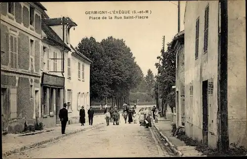 Ak Germigny l'Eveque Seine et Marne, Place de la Rue Saint Fiacre