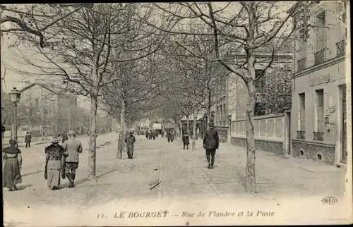 Ak Le Bourget Seine Saint Denis, Rue de Flandre et la Poste