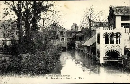 Ak Louviers Eure, Lavoir sur l'Eure