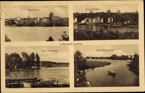 Ak Lychen im Kreis Uckermark, Panorama, Stadtsee, Oberpfuhl, Nesselpfuhl