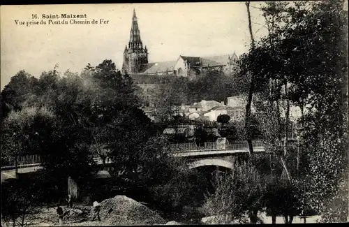 Ak Saint Maixent Deux Sevres, Vue prise du Pont du Chemin de Fer