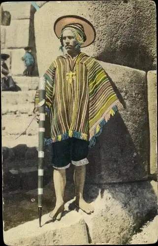 Ak Cuzco Peru, Peruaner in Volkstracht